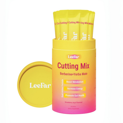 Cutting Drink Mix - Berberine, 5-HTP & Yerba Mate for Satiety Signaling, Metabolism & Gut Health - Strawberry Açaí Flavored, 30 Count
