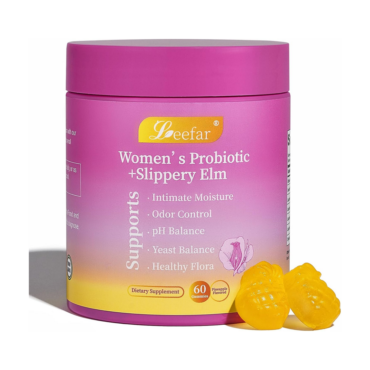 Women’s Probiotic Gummies – 5 Billion CFU for Intimate Moisture, pH & Healthy Yeast Balance Support, Pineapple Flavor, 60 Count